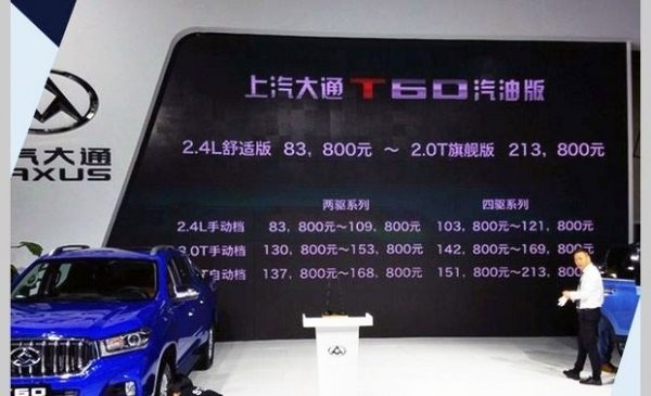 В Китае начались продажи бензиновой версии пикапа SAIC Maxus T60