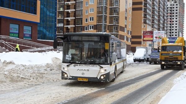 Сложные погодные условия не повлияли на работу ГУП МО «МОСТРАНСАВ<span id=