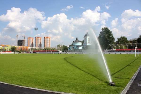 На реконструируемом стадионе «Родина» в Химках взошел газон
