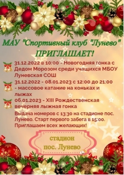 В посёлке Лунево пройдёт XIII Рождественская вечерняя лыжная гонка⛷?❄